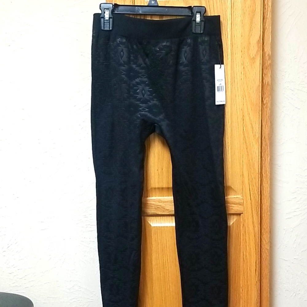 NWT Dex brand Black Design Leggings Sz L